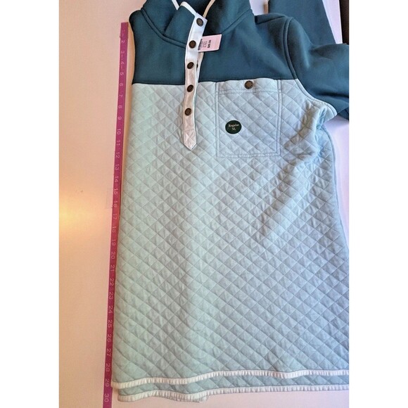 NWT L. L. Bean 1/4 Snap Sweatshirt XL Tunic Quilted Green Colorblock 517174 - Picture 8 of 9